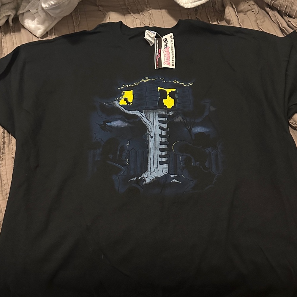 Gildan Black Tee with The Simpsons “Treehouse of horror”